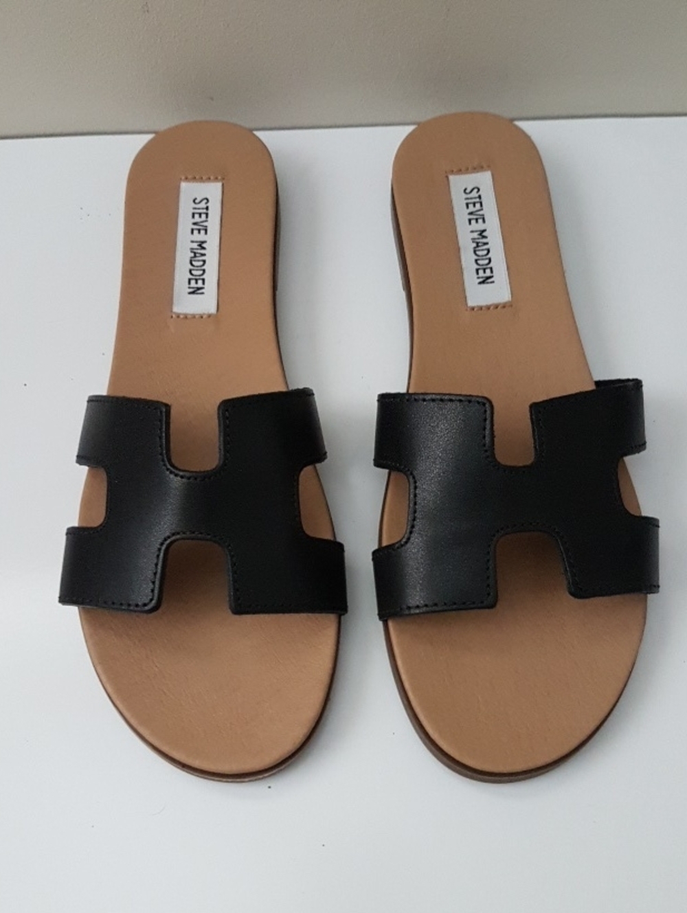 Steve Madden Black H-Style Slide Sandals